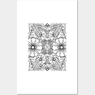 Black and white flower pattern Posters and Art